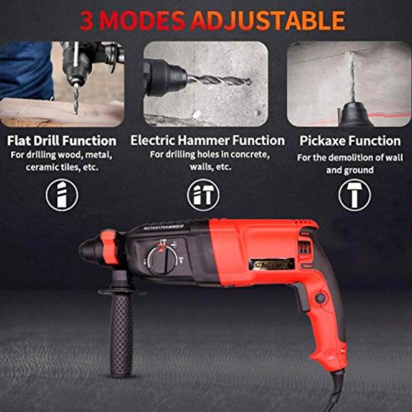 CHESTON 26 mm 850W 900RPM 3 Modes Rotary Hammer Drill Machine with 3