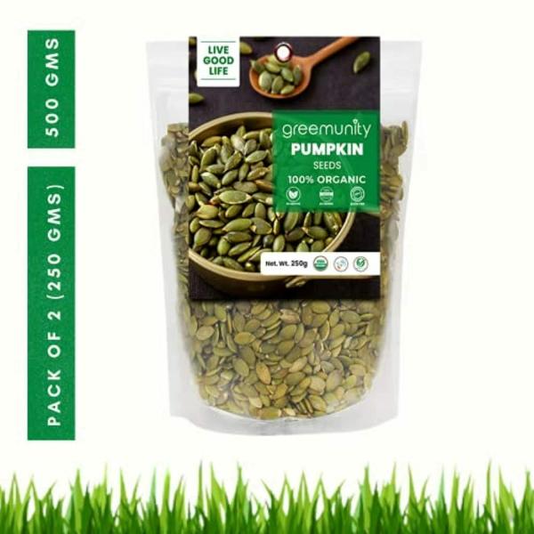 GREEMUNITY Organic Raw Pumpkin Seed Pesticides Free Fresh 500 g (Pack