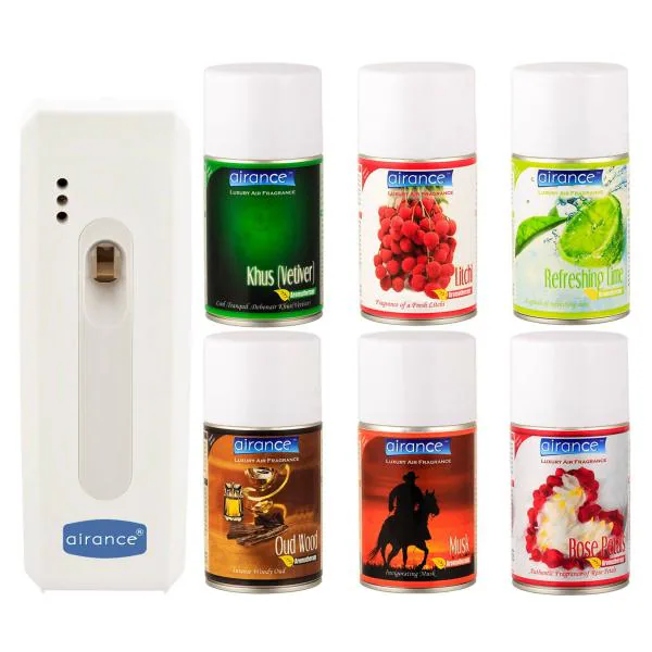 Airance Air Freshener Machine With Refills 250 ml (Pack of 7, Khus