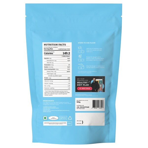 Diamonk Diabetes Care Flour (500g) Ultra Low Carb and Glycemic Index, Sugar Control Low GI