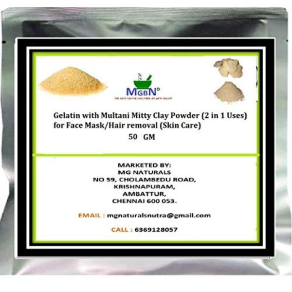 MGBN Gelatin With Multani Mitty Clay Powder Mix 2 In 1 Uses For Face