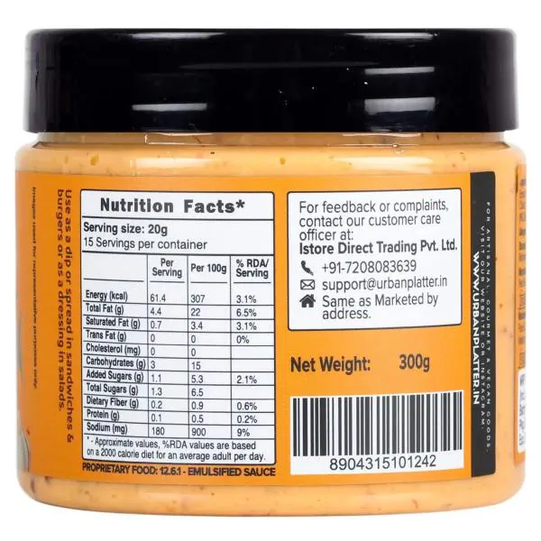 Urban Platter Vegan Thousand Island Mayo, 300g [Dairyfree Mayonnaise