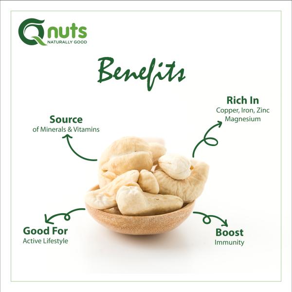 Q nuts Naturally Good Cashew/ Kaju Nuts Grade W450 (400g Each, Pack of