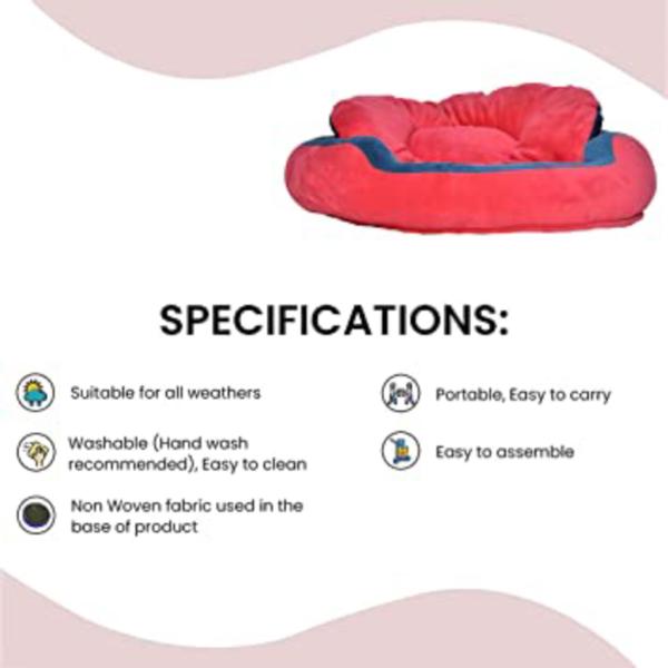 Pet United Dog And Cat Fiber, Velvet Pet Bed Xxl (Pink Sky Blue) JioMart