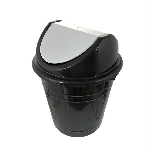 Kuber Industries Black, White Plastic Swing Lid Garbage Waste Dustbin