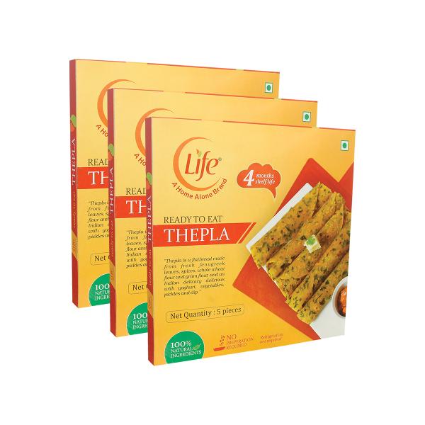 Life Ready to EAT Whole Wheat Flour Methi THEPLA 200G Each Pack