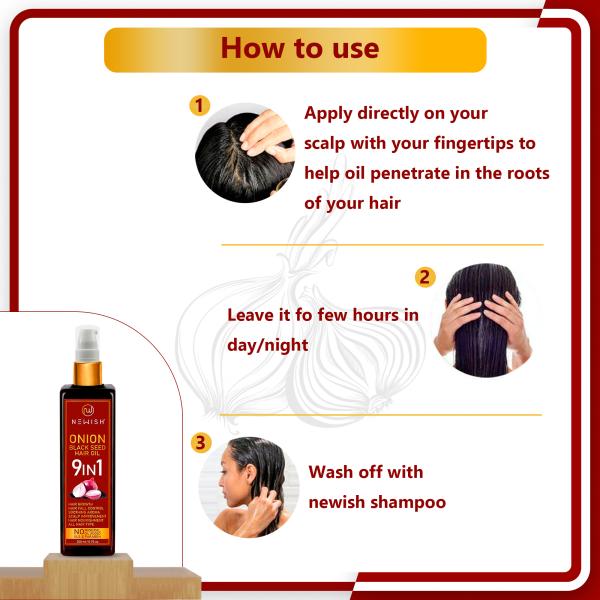 Newish Hair Oil for Hair Growth, Anti Hair fall & Dandruff, hair care with  Onion Oil 400ml - JioMart