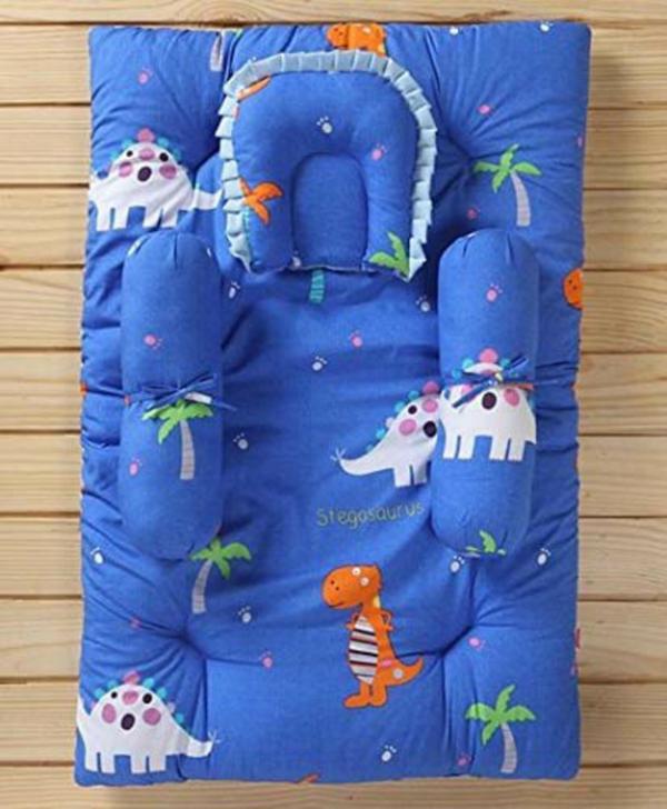 Cuteably Blue New Born Baby Bedding Mattress Gadda Set With 2 Side