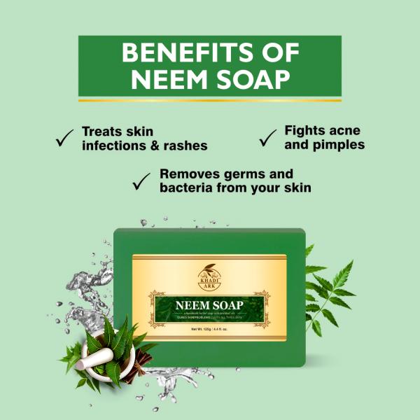 KA Khadi Ark Herbal Natural Handmade Neem Bath Soap 125 gm Pack of 4