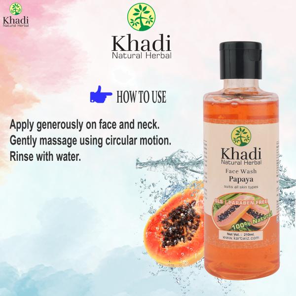 KHADI HERBAL Papaya Face Wash Anti Tan Skin Lightening & Tan Removing