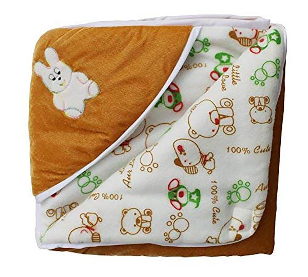 My New born Baby Fleece Hooded Blankets, Camel (Pack of 2) JioMart