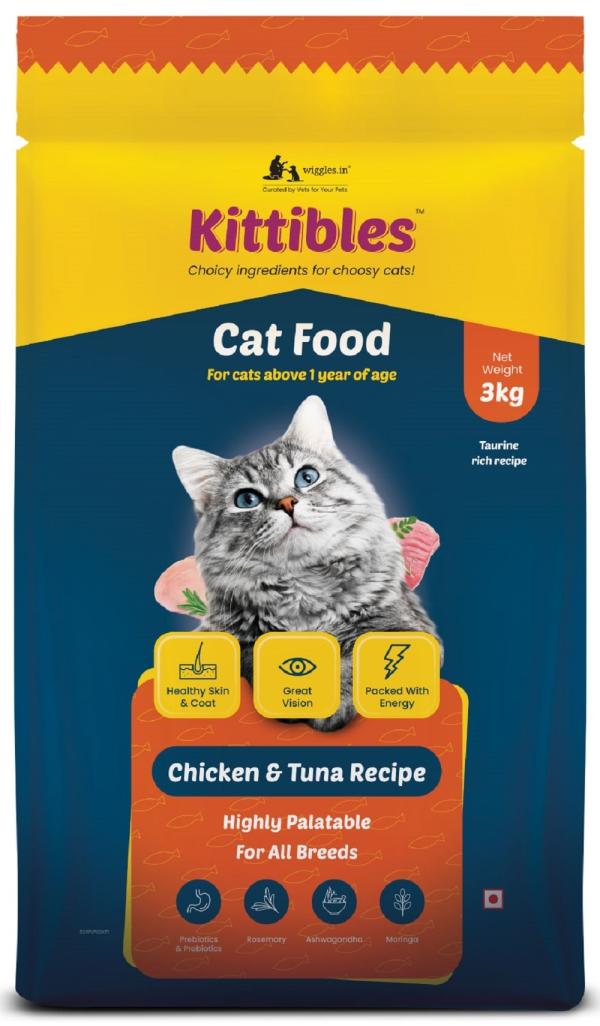 Wiggles Kittibles Cat Food Dry Adult, 3kg Ashwagandha, Prebiotics