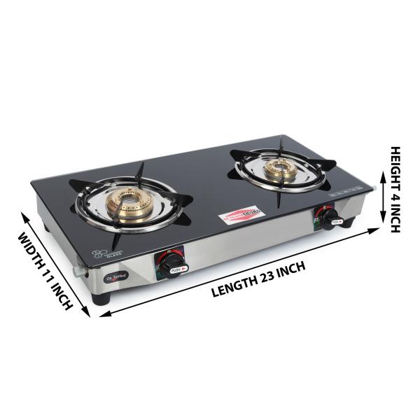 SUMANI GOLD Neno Black 2 Burner, Black Glass Manual Gas Stove JioMart