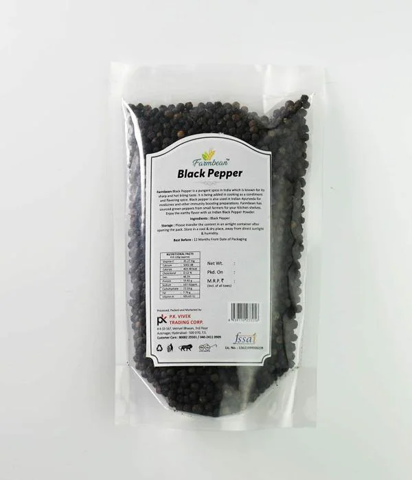 Farmbean Whole Bold Black pepper Export Quality Peppercorn Natural