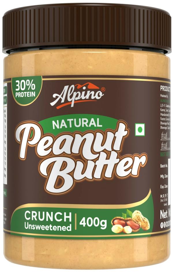 Alpino Natural Peanut Butter Crunch 400 G Unsweetened 30 G Protein