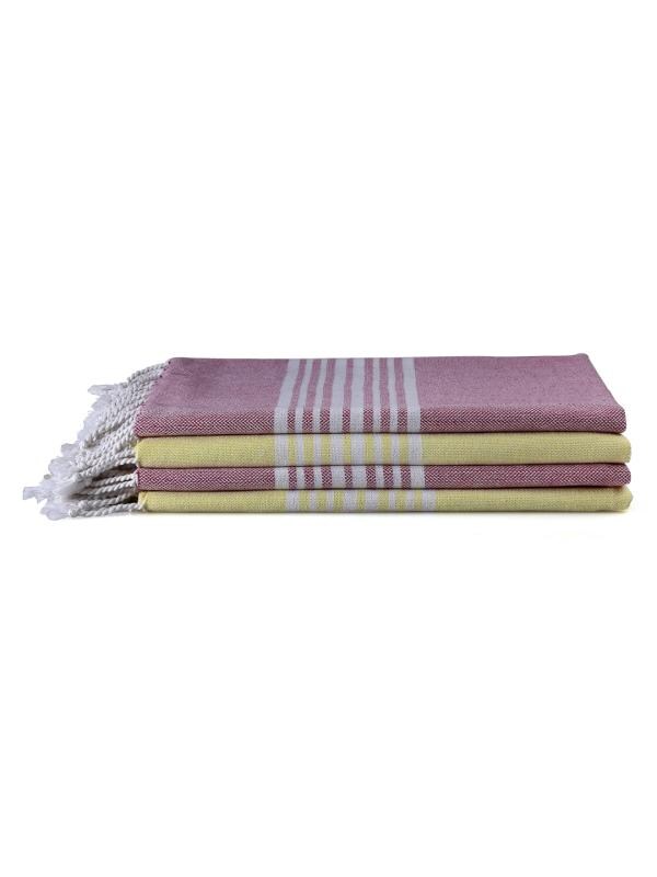 Arrabi Multi Stripes Handwoven Cotton Bath Towel (Set of 4) JioMart