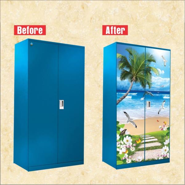 WallWear Almirah Stickers Self Adhesive Almirah Door Sticker