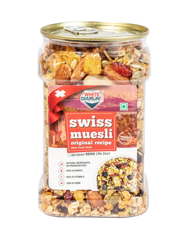 White Diamond Swiss Muesli Fruit & Nut Cereal for Breakfast Crunchy