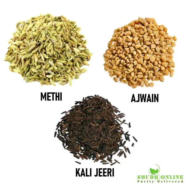 Shudh Online Methi 500g, Ajwain 200g, Kali Jeeri 100g Seed Combo
