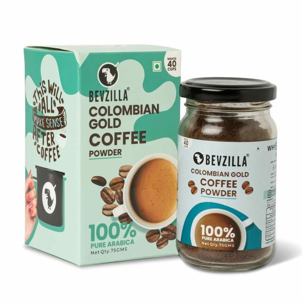 BEVZILLA Instant Coffee Powder (Colombian Gold) 75 Grams 100 