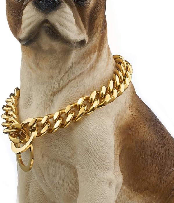 Emily Pets Dog Gold Chain Collar 18K Gold Plated Stainless Steel
