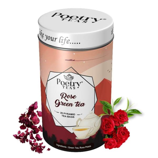 Poetry Teas Rose Green Tea Anxiety Relief (Pack Of 20 Pyramid Teabags