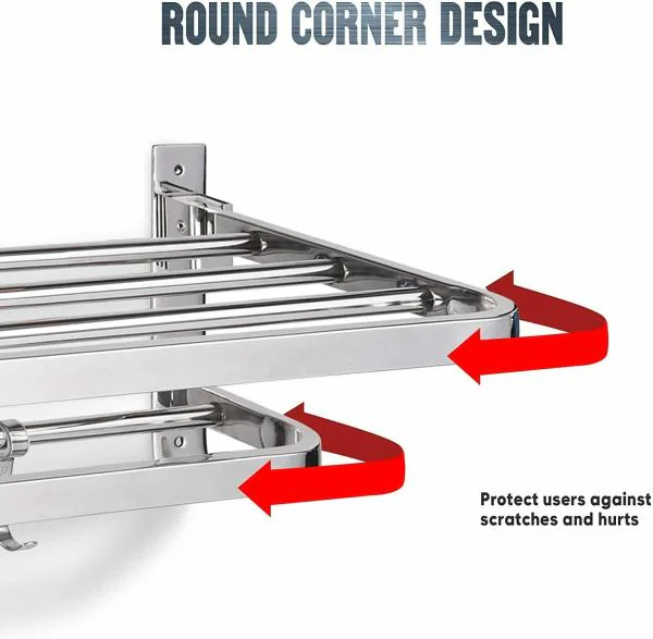 Callidus 304 Grade Stainless Steel Double Decker Folding Towel Rack for