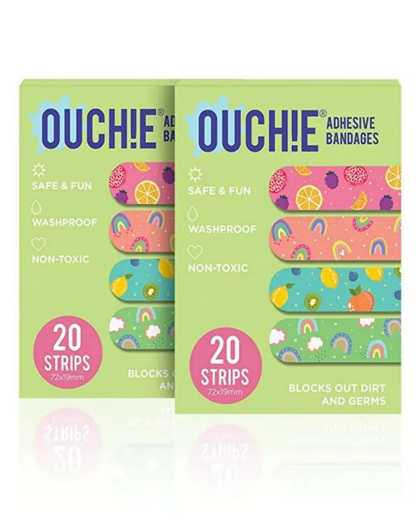 Aya Papaya Ouchie Lime Green Printed Bandages 20 Stripes (Pack Of 2