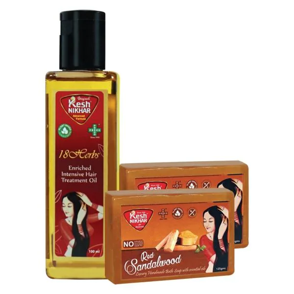 Kesh Nikhar Supreme18 Herbs Bhringraj Enriched Intensive Hair Oil For Hair  Growth -100 ml & Sandalwood Bath Soap 125GMS (pack of 2) - JioMart
