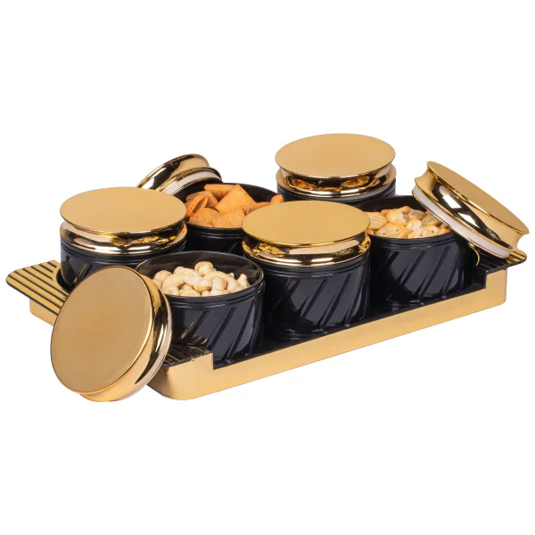 Selvel Airtight Dry Fruit Container Tray Set with Lid & Serving Tray