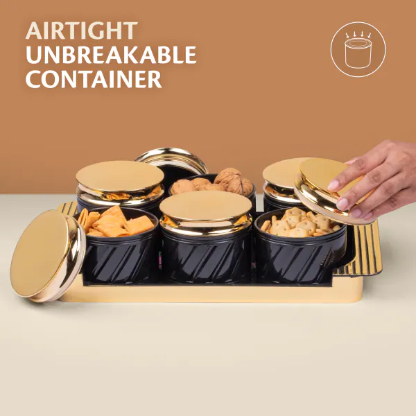 Selvel Airtight Dry Fruit Container Tray Set with Lid & Serving Tray