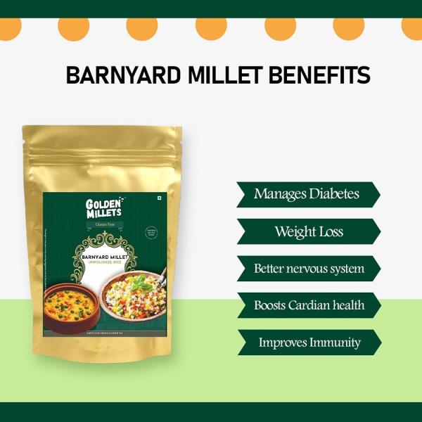 GOLDEN MILLETS Barnyard Millet 1kg Unpolished Rice 100 Gluten Free