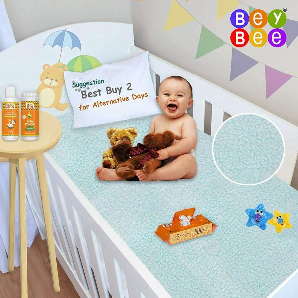 BeyBee Blue Baby Bed Protector Sheet 100 cm x 70 cm JioMart