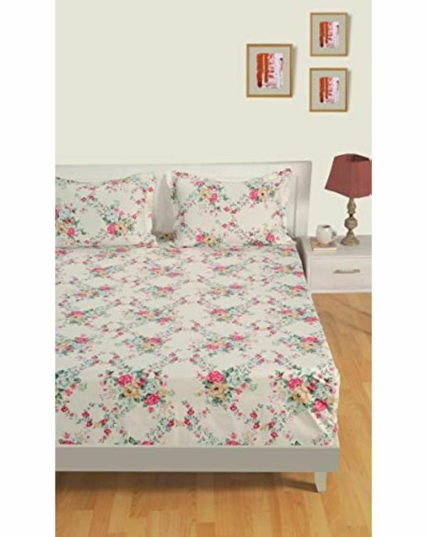 Swayam Floral Design Cotton Double Bedsheet with 2 Pillow Covers (274.