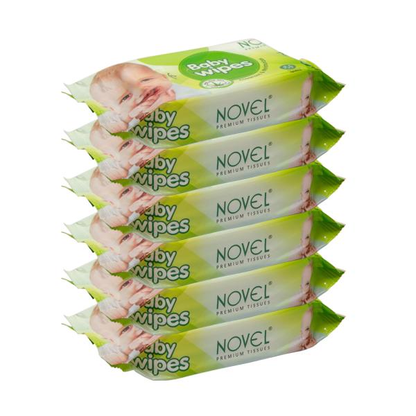 NOVEL Baby Wet Wipes with Alovera extract 72 Sheets with LID(Pack of 6