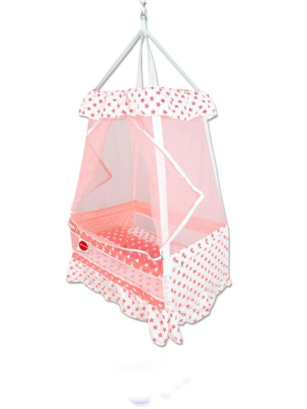 Vparents Pink Cotton Baby Crib Cradle Set (Pack of 6) JioMart
