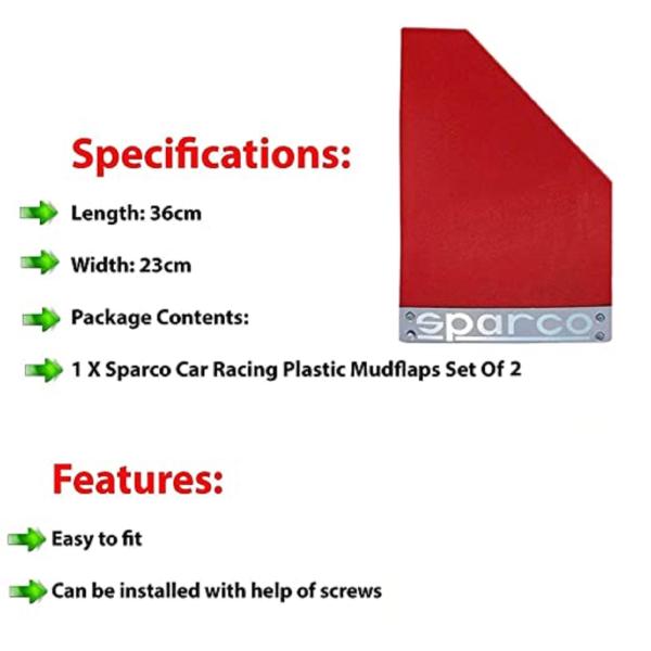Aksmit Sparco Car Mud Flap Set of 2 Red For Universal JioMart