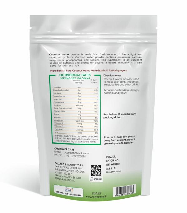 Holy Natural Spray Dried Coconut Water Powder 500gm, Energy Drink