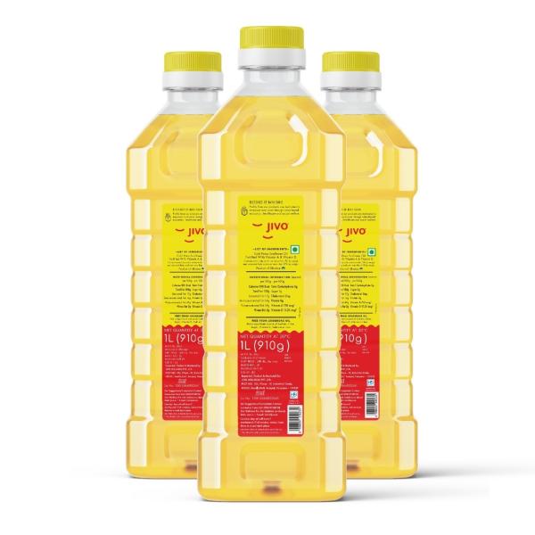JIVO Cold Press Soyabean Oil 5 Ltr with Jivo Cold Press Sunflower Oil 3 ...