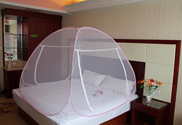 Galoppia Pink Polyester Foldable, Foldable Mosquito Net For King Size Bed