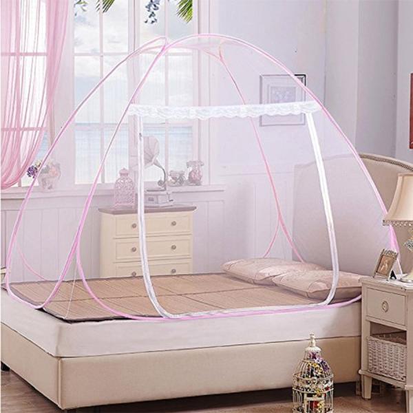 Galoppia Pink Polyester Foldable, Foldable Mosquito Net For King Size Bed