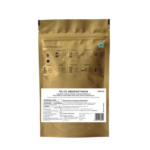 TGL Co. Breakfast Fusion A Blend of Arabica and Robusta Coffee French