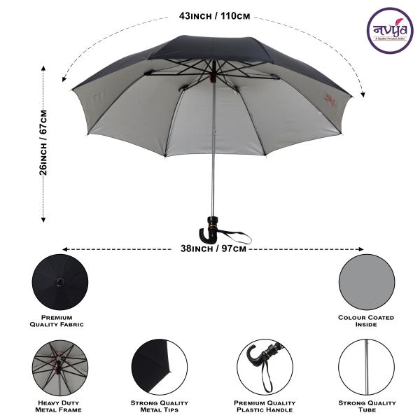 K C Paul & Sons Raj 2 Fold Black Umbrella JioMart
