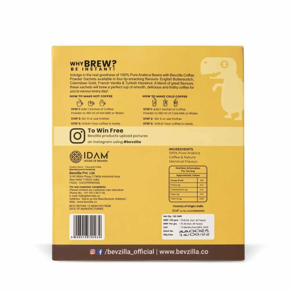 BEVZILLA Instant Coffee Powder 48 Sachets Turkish Hazelnut