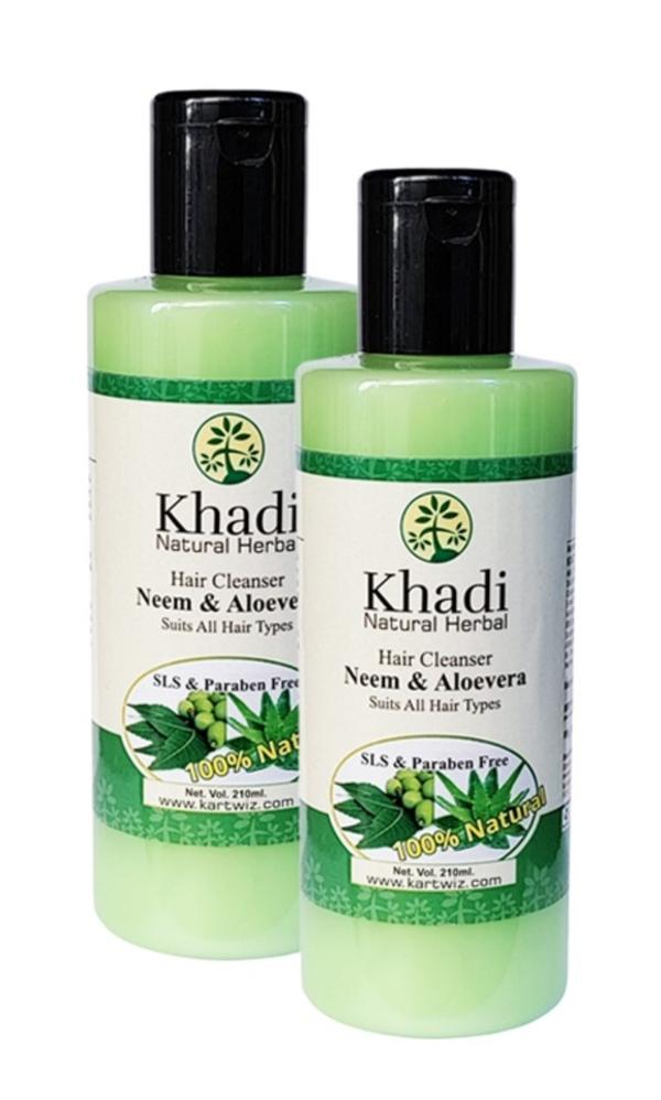 KHADI HERBAL Neem & Aloevera SLS & Paraben Free Shampoo 210ml (Set of