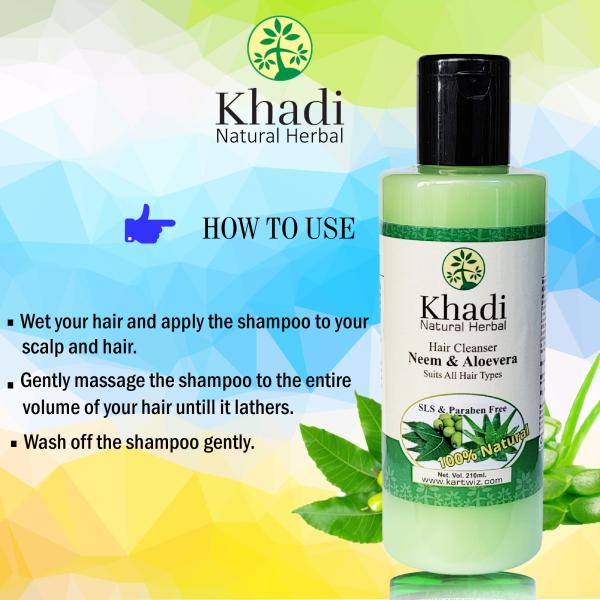 KHADI HERBAL Neem & Aloevera SLS & Paraben Free Shampoo 210ml (Set of