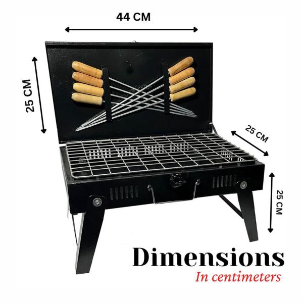 Ne Grills Black Metal Foldable Briefcase Style Traveler Charcoal