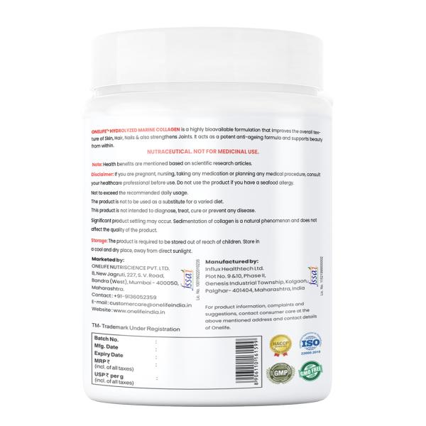 Onelife Hydrolyzed Marine Collagen Powder Skin & Joint Health, 250g