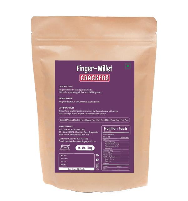 NatureOnus FingerMillet Crackers (NACHNI)100Gms Pack of 2 Baked