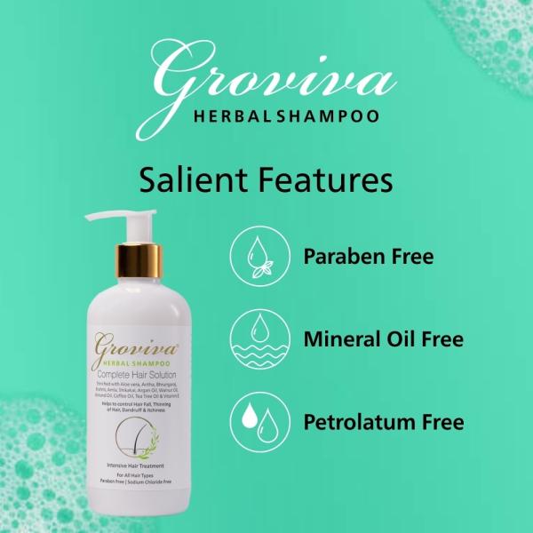 Groviva Herbal Shampoo 300 ml (Pack of 2) | Complete Hair Solution |  Reduces Hair Fall, Dandruff, Dry Frizzy Hair, Tangled Hair & Split Ends -  300 ml (Pack of 2) - JioMart